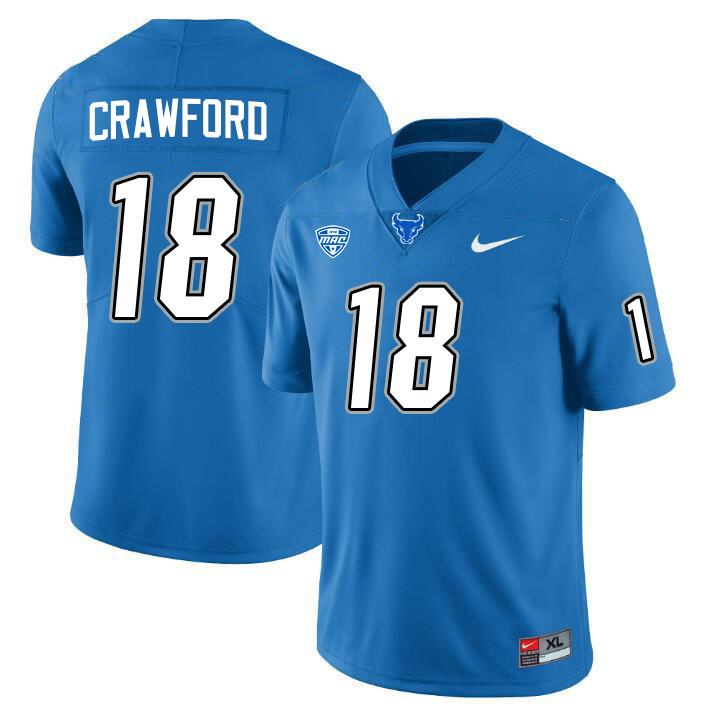 Buffalo Bulls #18 Dion Crawford College Football Jerseys Stitched Sale-Blue